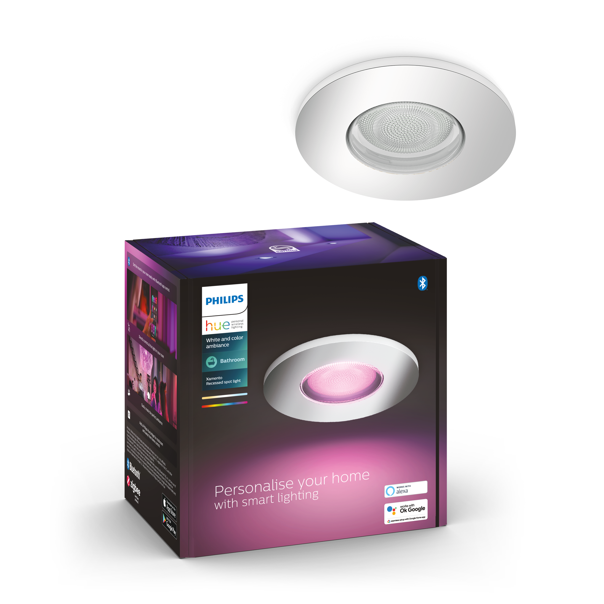 Philips Hue Xamento WCA BT Indbygningsspot til badeværelse i sølv