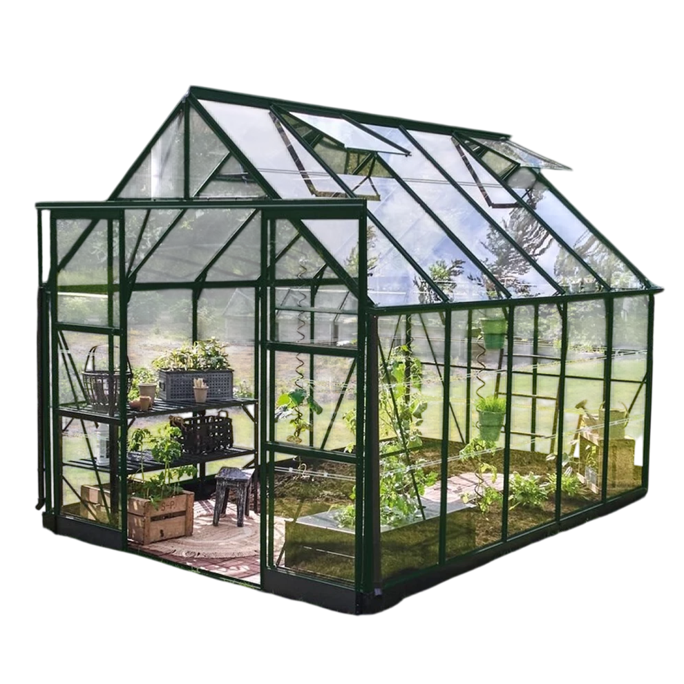 Halls ICON 8 Drivhus i grøn 8,1 m² (8' x 10') med 3 mm glas