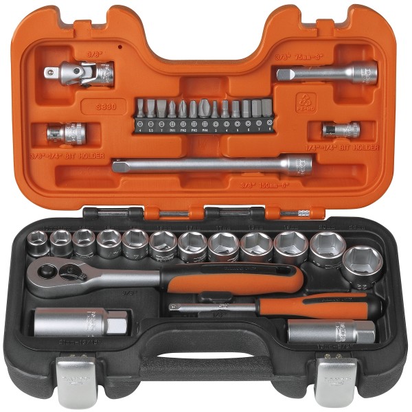 Bahco Topnøglesæt 1/4" og 3/8" - 34 dele
