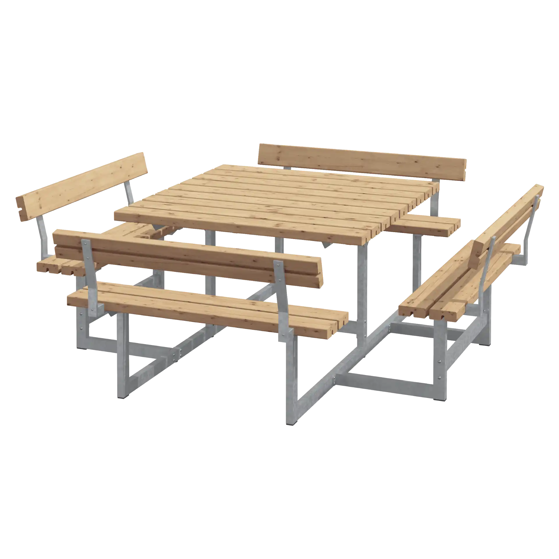 Plus Picnic Bord/Bænkesæt m/4 ryglæn 224 cm i Gyldenbrun ThermoWood