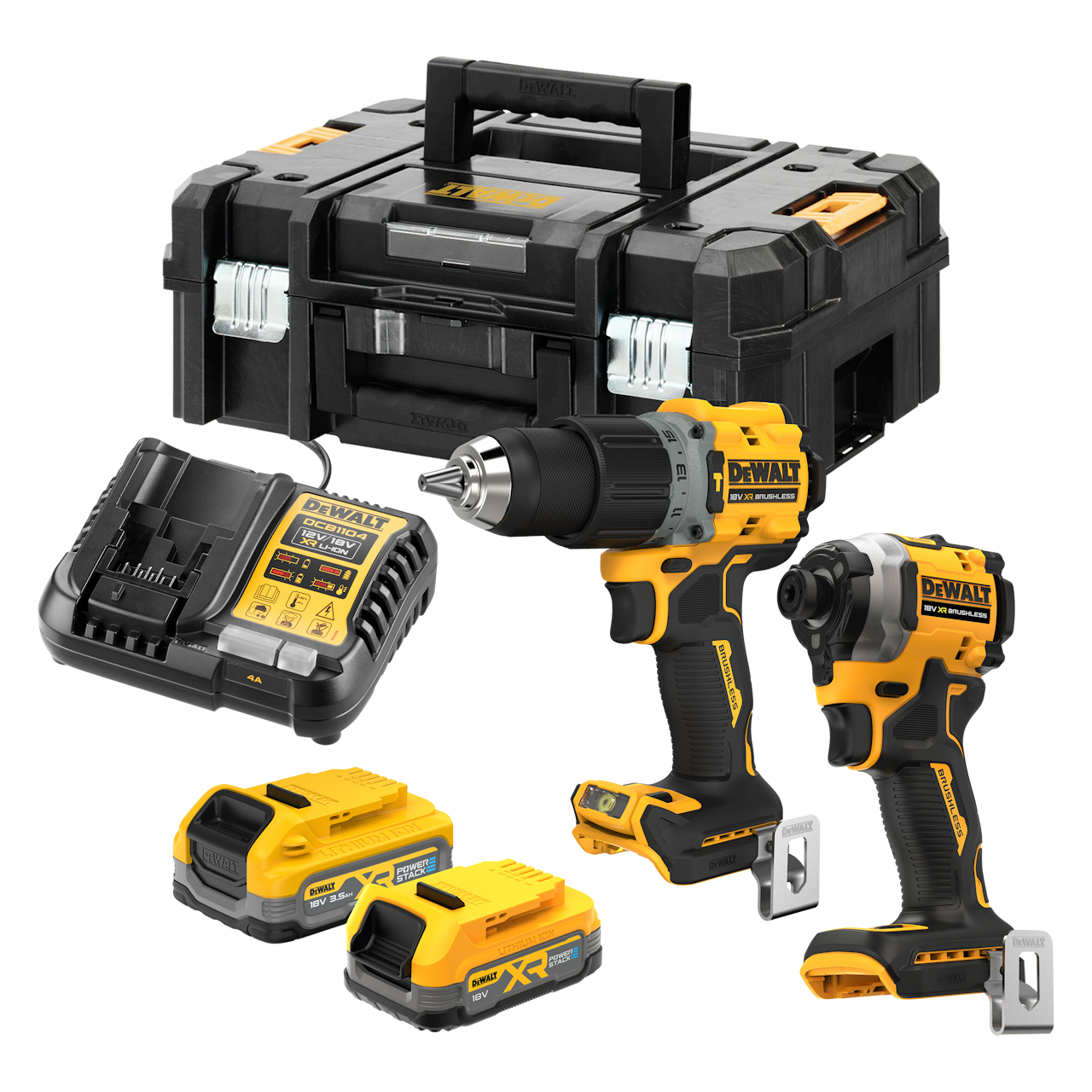 Dewalt DCK2050EST-QW 18V XR Elværktøjssæt med 1,7/3,5Ah PowerStack batteri, lader og TSTAK