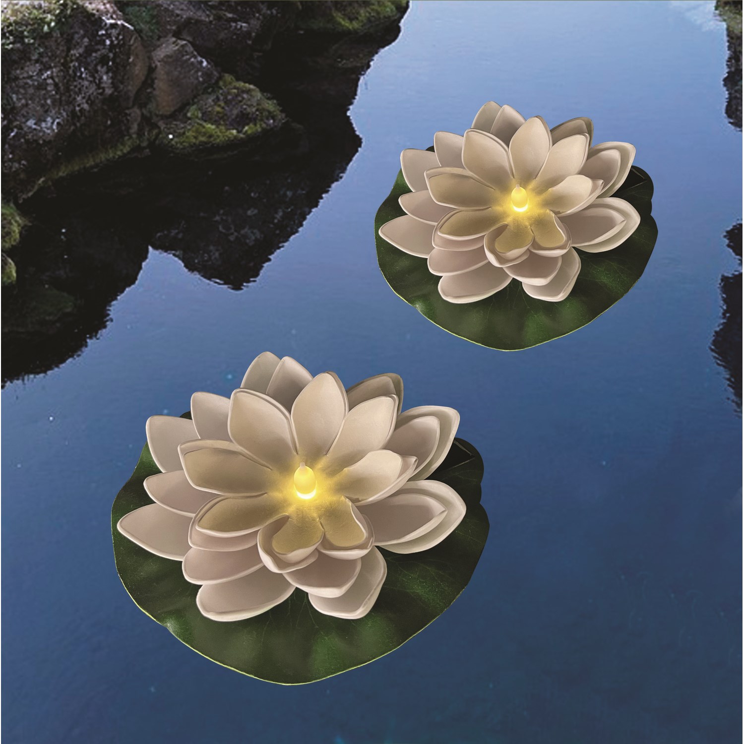 Veli Line VL 31153 Solar Lotus Blomster i grøn/hvid - 2 stk.