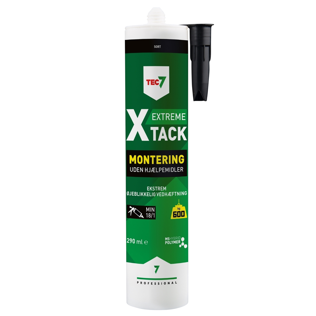 TEC7 X-Tack Konstruktionslim i sort 290 ml