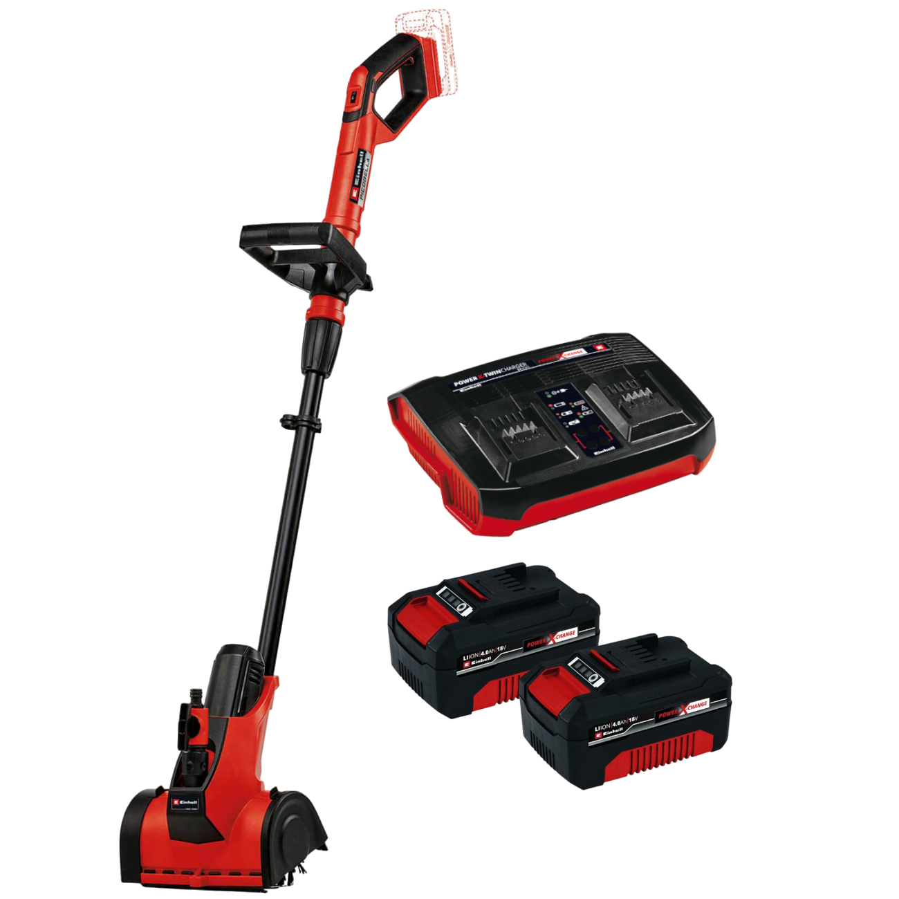 Einhell Picobella Overfladebørste med 2 stk. 4,0Ah batteri og dobbeltlader