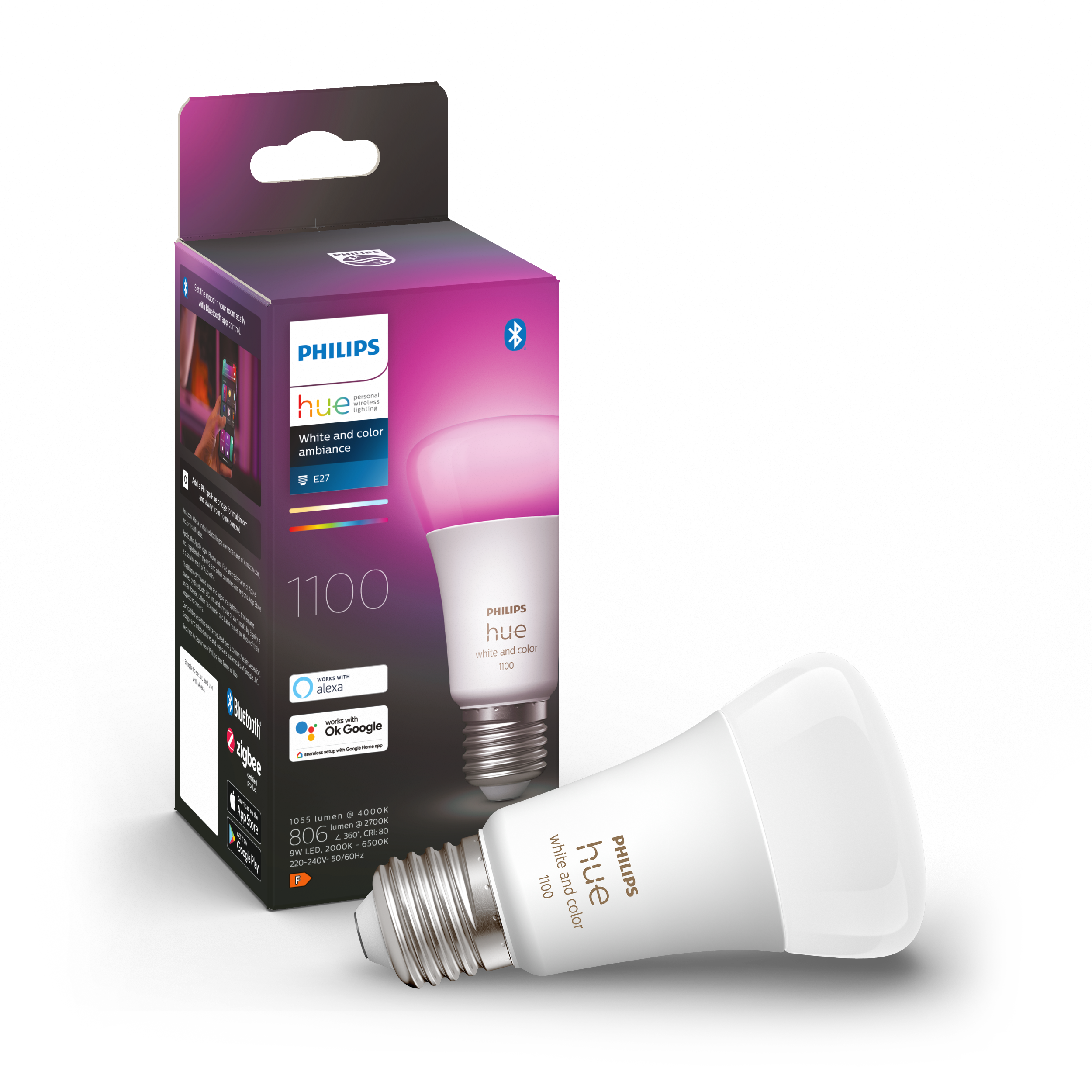 Philips Hue E27 White and Color Ambiance 1100 lm pære