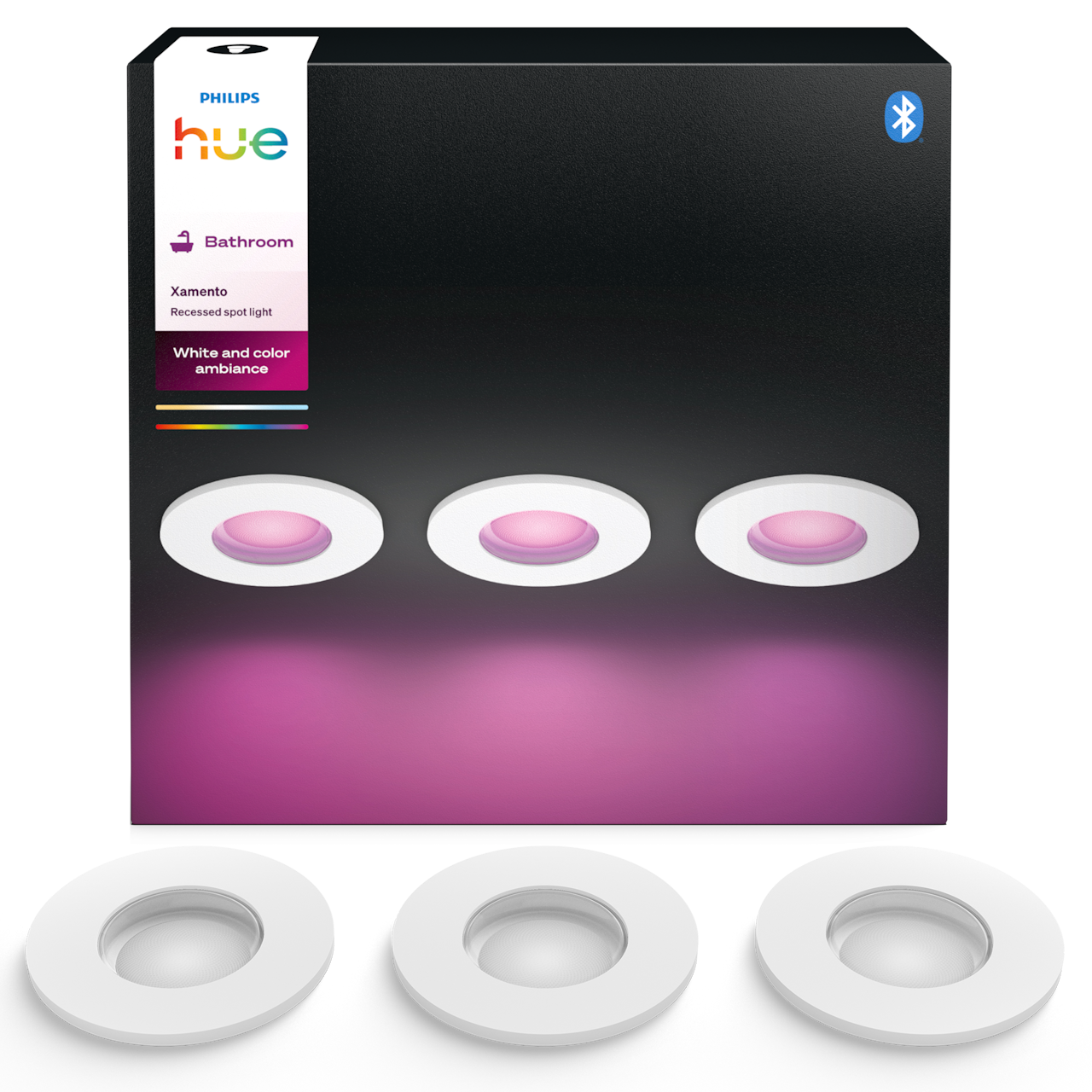 Philips Hue Xamento WCA BT Indbygningsspot i hvid - 3 stk.
