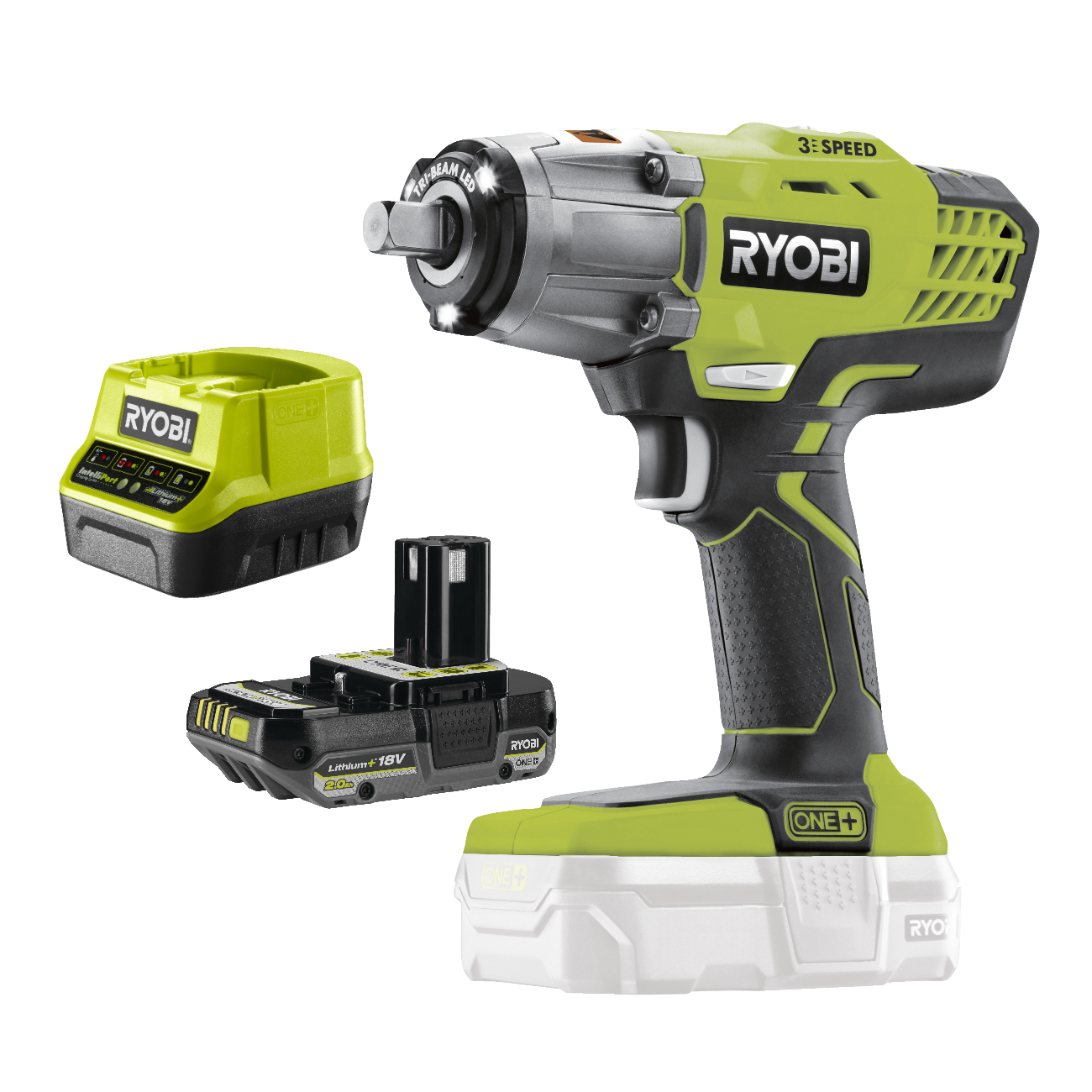Ryobi R18IW3 ONE+ 18V Slagnøgle med 2,0Ah batteri og lader