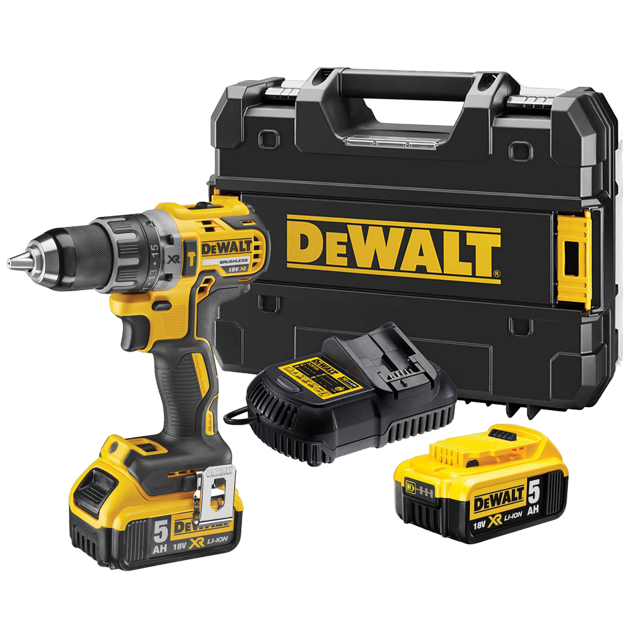 Dewalt DCD791P2 18V XR Bore-/skruemaskine med 2 stk. 5,0 Ah batterier