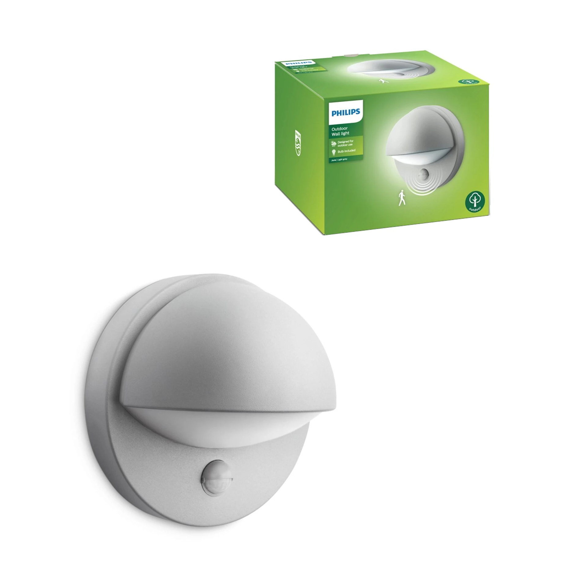 Philips myGarden Juni udendørs væglampe m/sensor i grå - 162468716