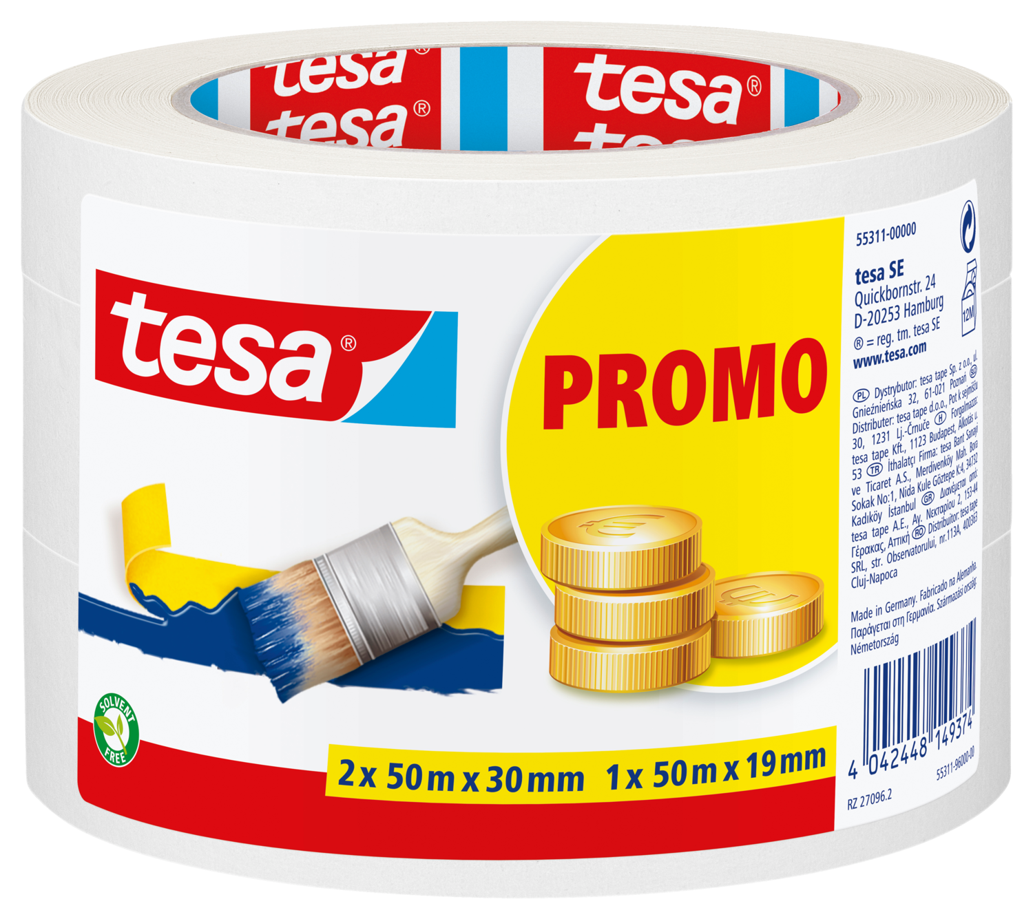 Tesa Afdækningstape 2X30Mm Og 1X19Mm