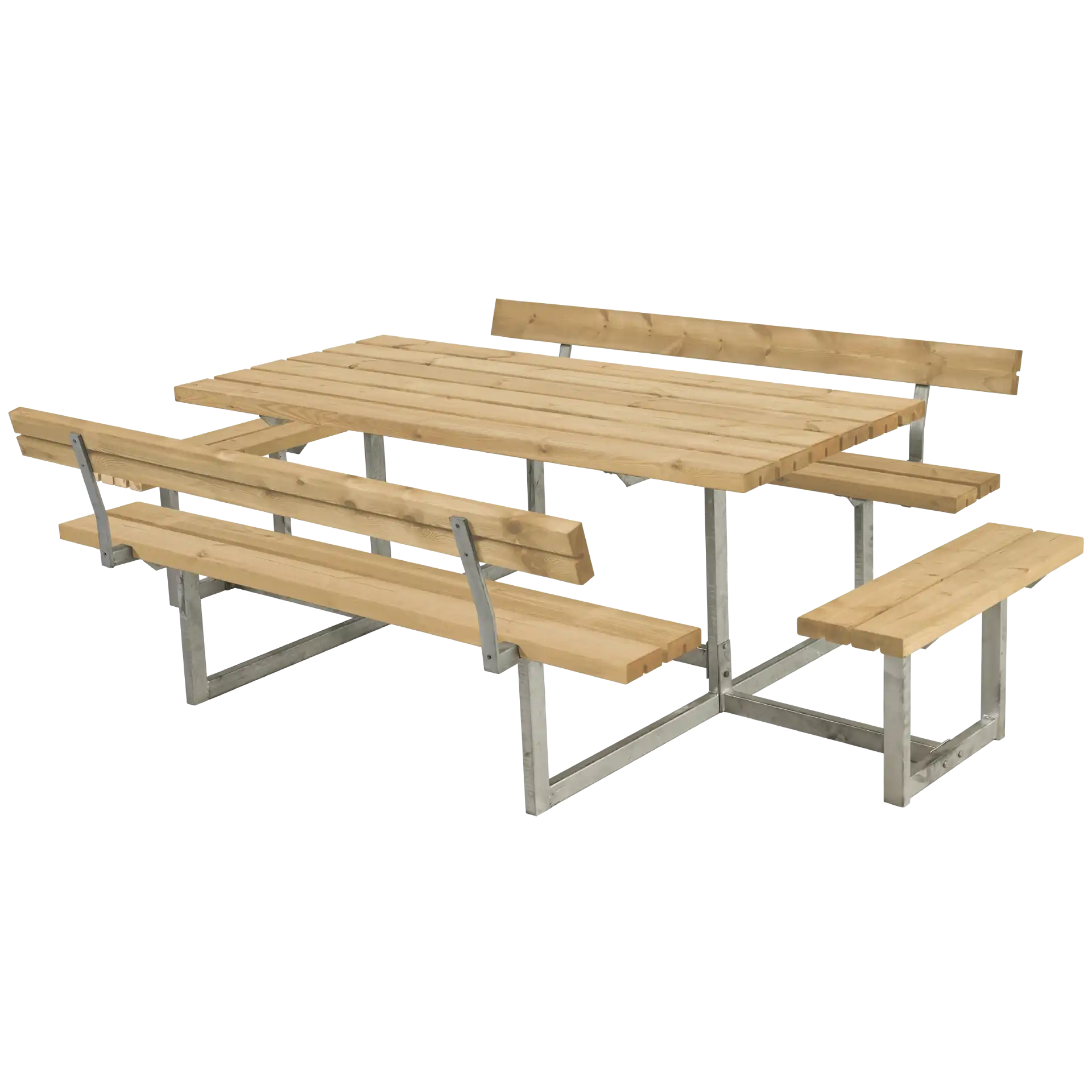 Plus Basic Bord-/Bænkesæt m/2 ryglæn og 2 påbygninger 260 cm i Gyldenbrun ThermoWood