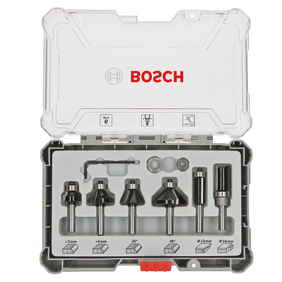 Bosch Overfræsersæt Ø6 mm - 6 dele
