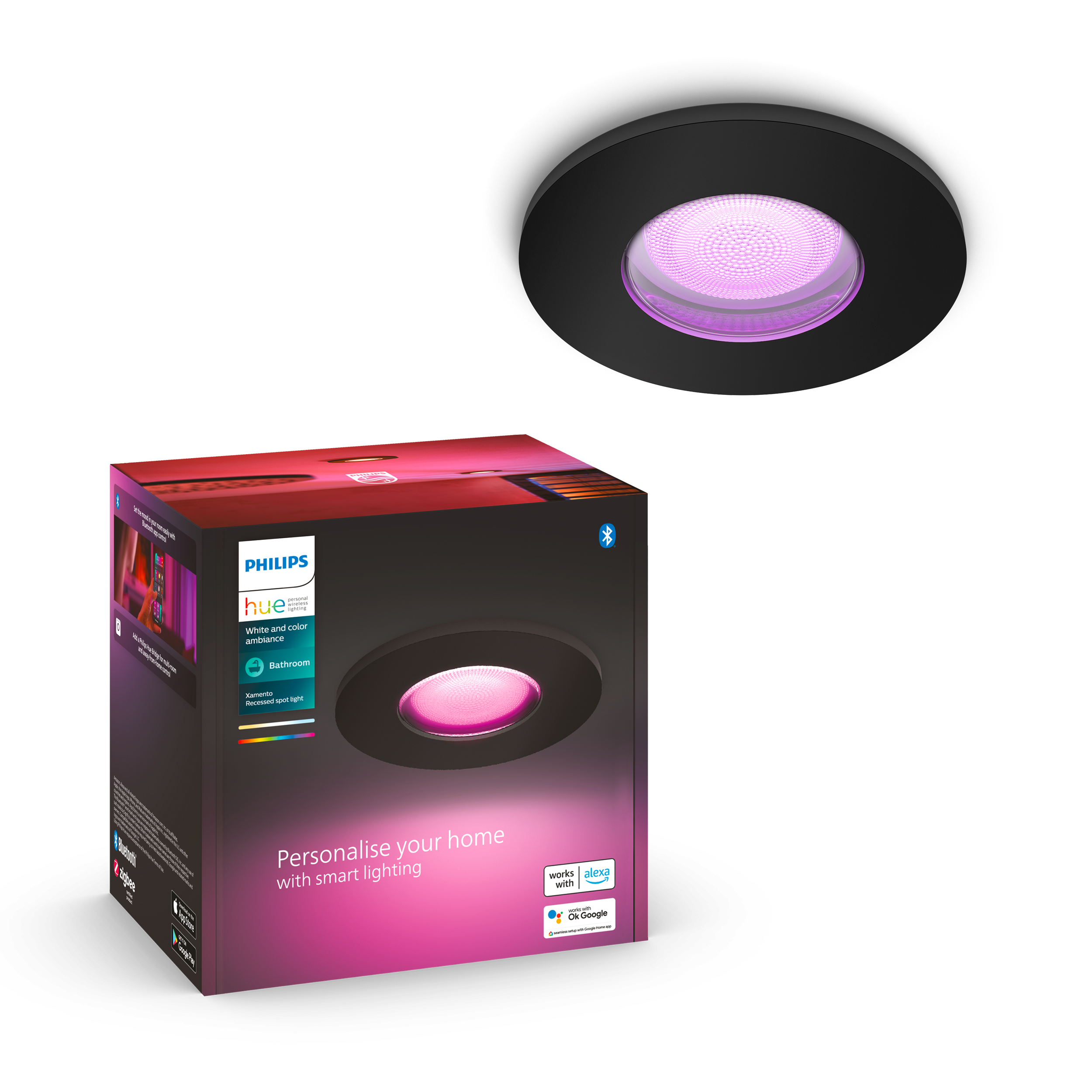 Philips Hue Xamento WCA BT Indbygningsspot til badeværelse i sort