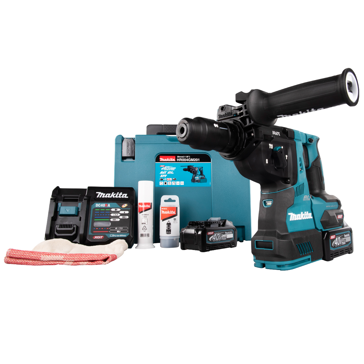 Makita HR004GM201 40V XGT Bore-/mejselhammer med 2 stk. 4,0Ah batteri, lader og Makpac