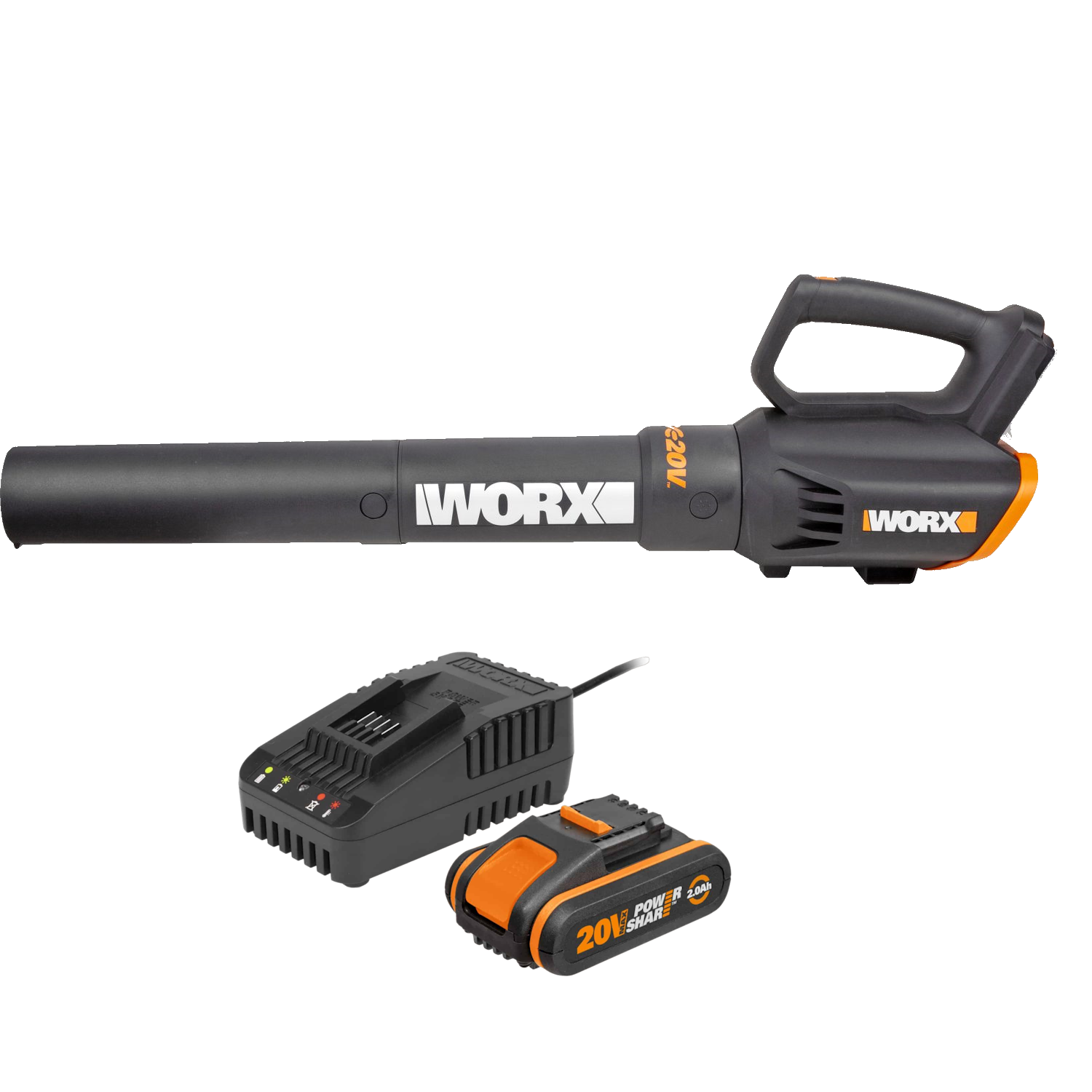Worx WG547E 20V PowerShare Løvblæser med 2,0Ah batteri og lader