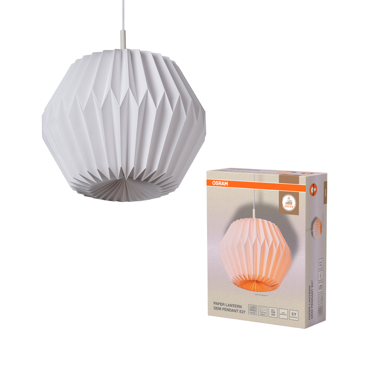 Osram Decor Paper Latern Gem Pendel i hvid