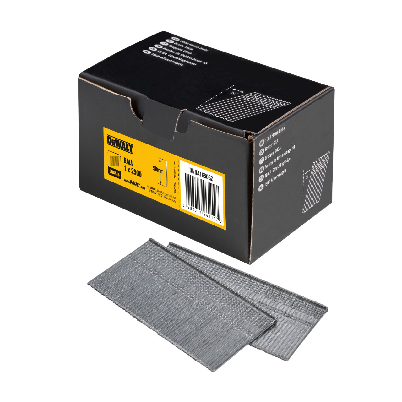 DeWALT 16GA Dykker 1,6x50mm galvaniseret, vinklet 20° - 2500 stk.
