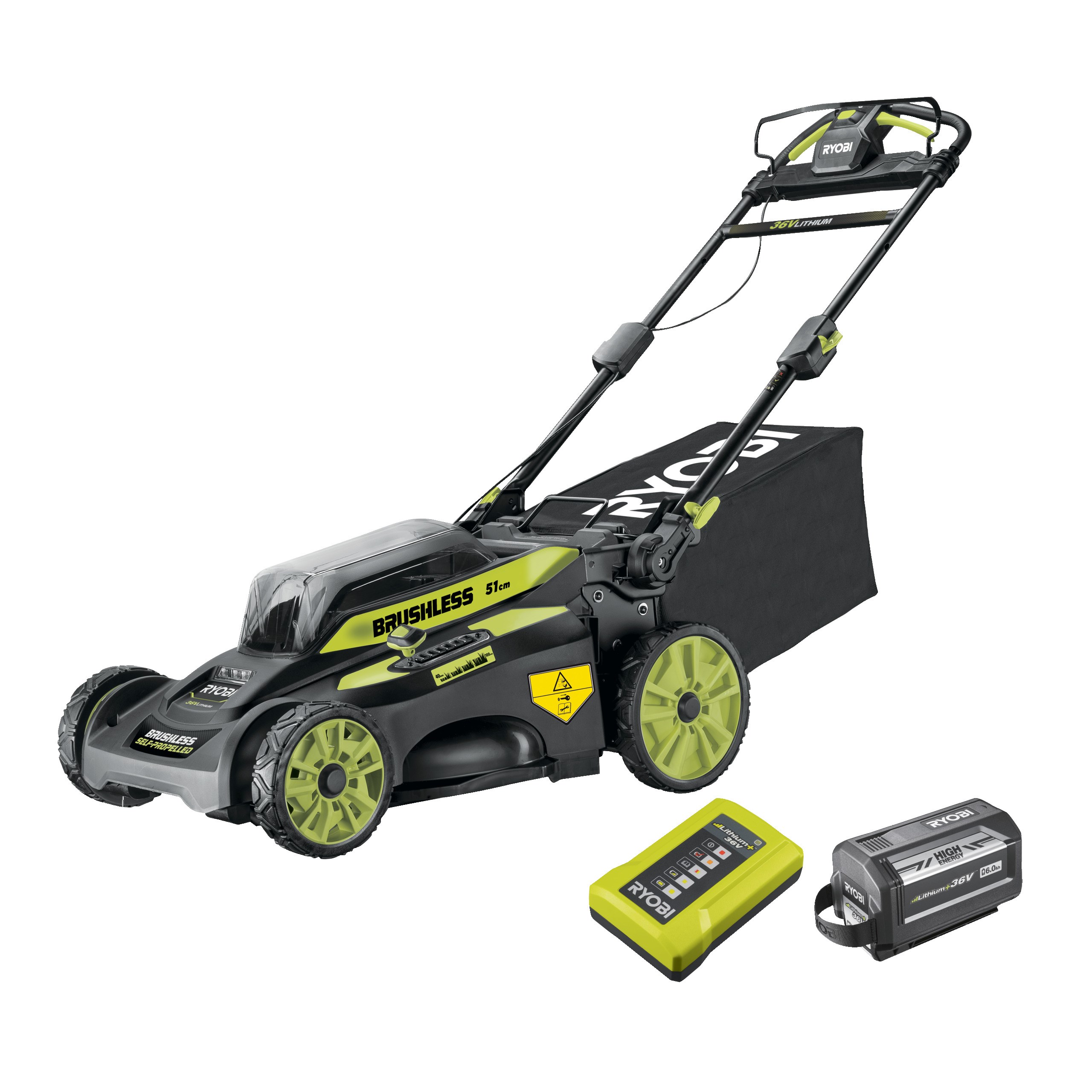 Ryobi RY36LMX51A-160 36V Plæneklipper med 6,0Ah batteri og lader