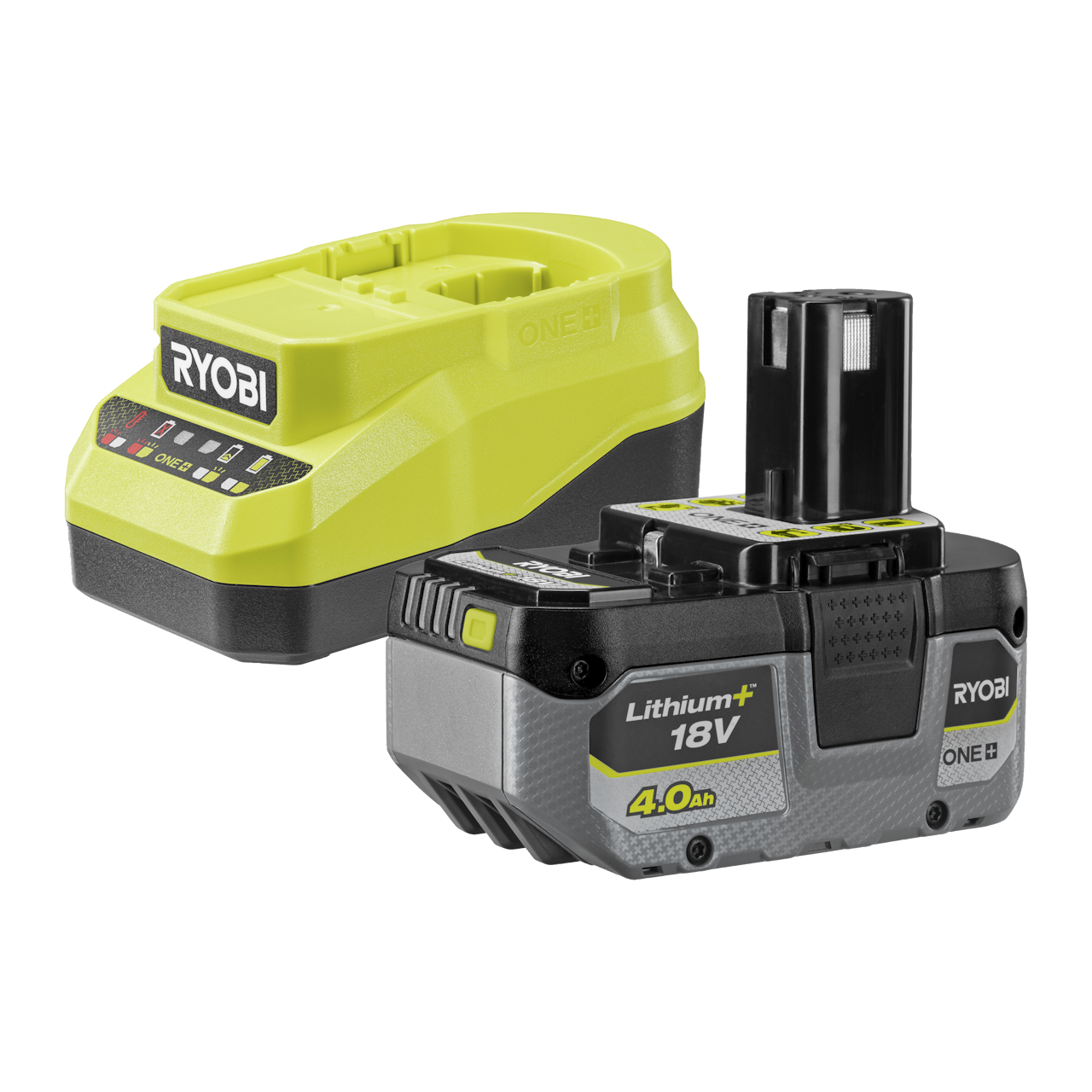 Ryobi RC18120A-140X ONE+ 18V Startsæt med 4,0Ah Lithium+ batteri og lader