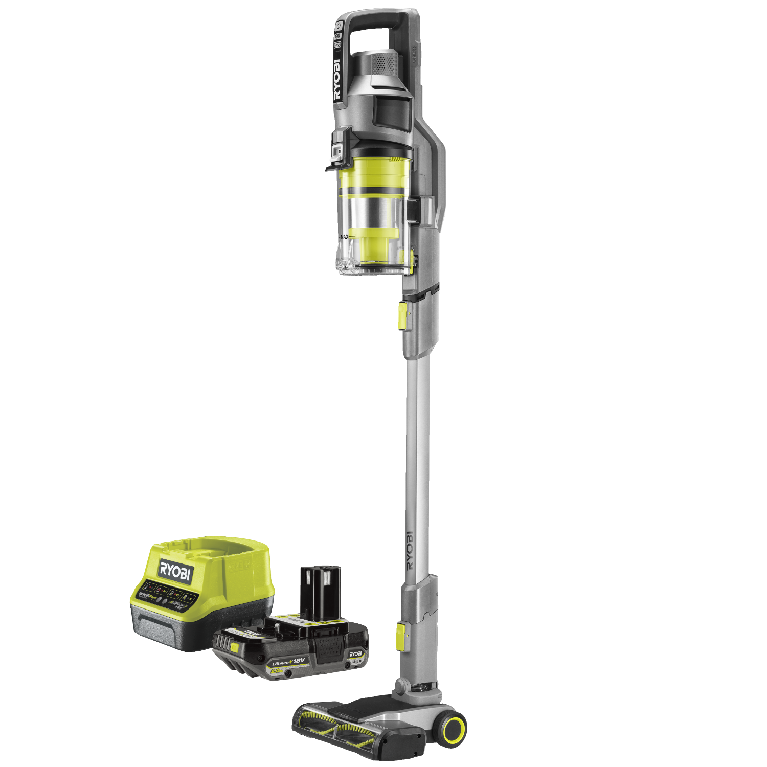 Ryobi RSVS18 ONE+ 18V Støvsuger med 2,0Ah batteri og hurtiglader
