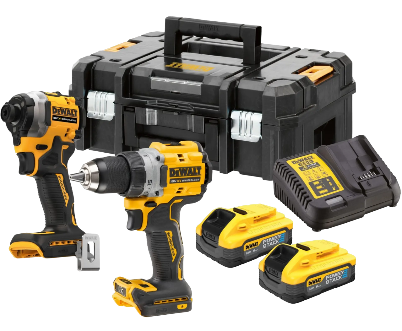 Dewalt DCK2051H2T-QW 18V XR Kombokit med 2 stk. 5,0Ah PowerStack batteri og lader