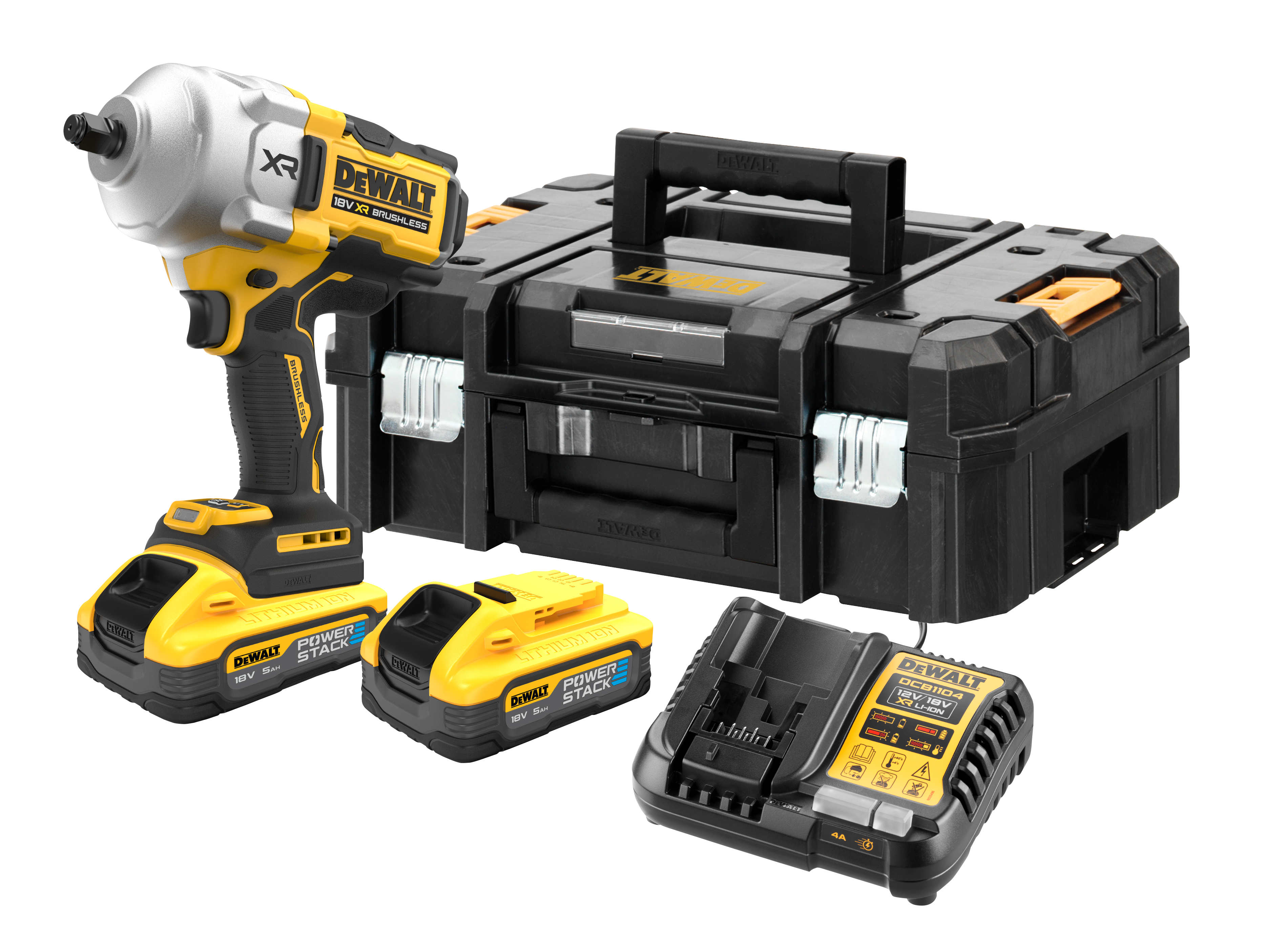 Dewalt DCF961H2T-QW 18V XR Slagnøgle med 2 stk. 5,0Ah PowerStack batteri, lader og TSTAK