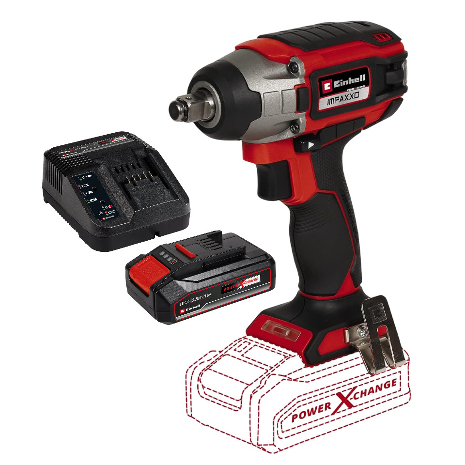 Einhell IMPAXXO 18/230 Slagnøgle med 2,5Ah batteri og lader