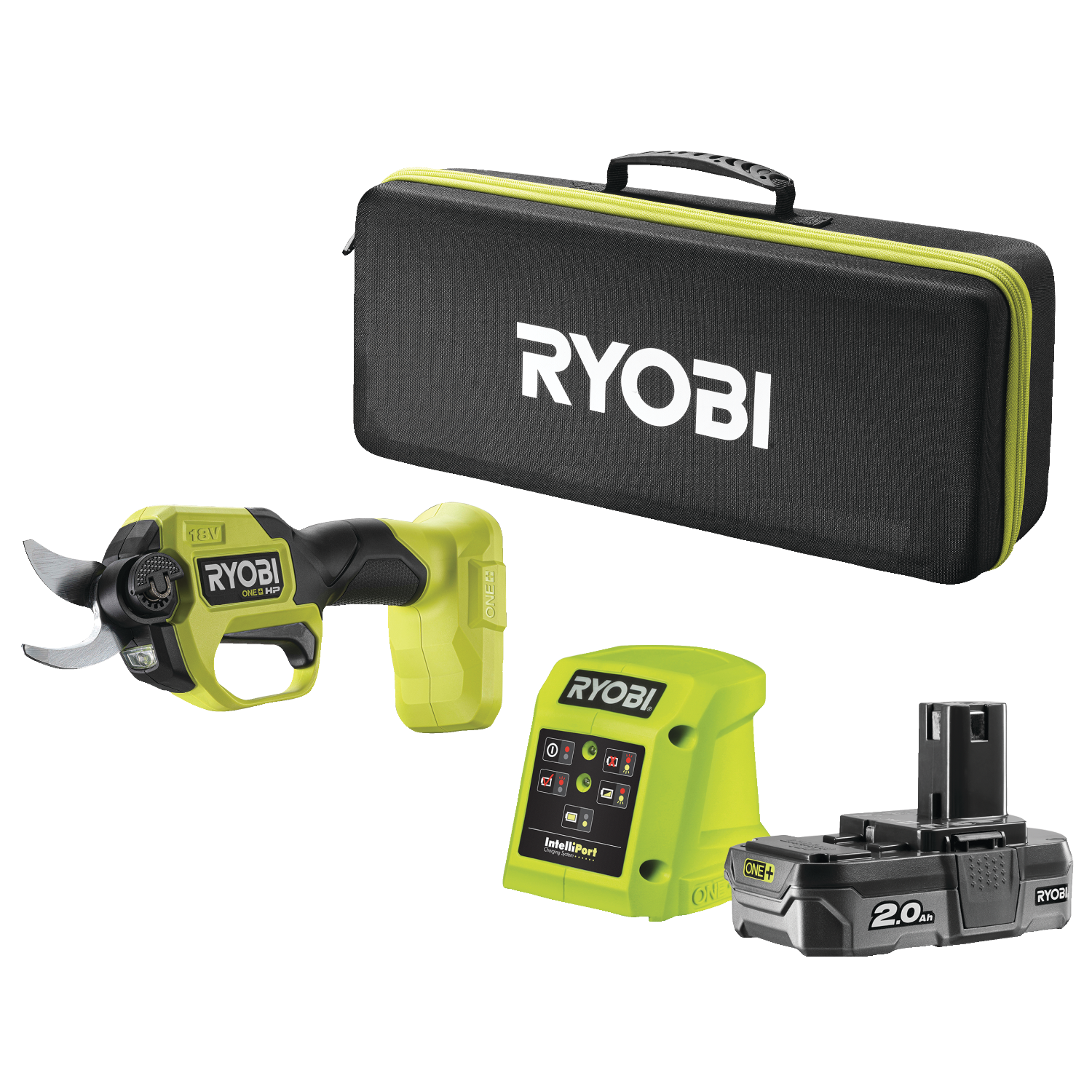 Ryobi RY18SCXA-120T ONE+ 18V HP Grensaks med 2,0Ah batteri og lader