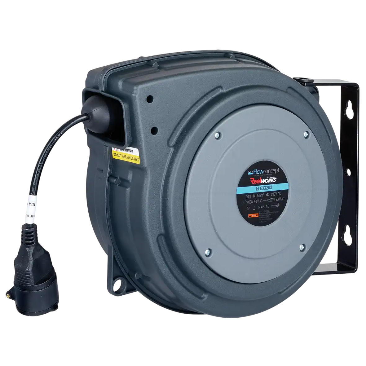 Flowconcept Automatisk Kabelopruller IP 42 i grå - 20M