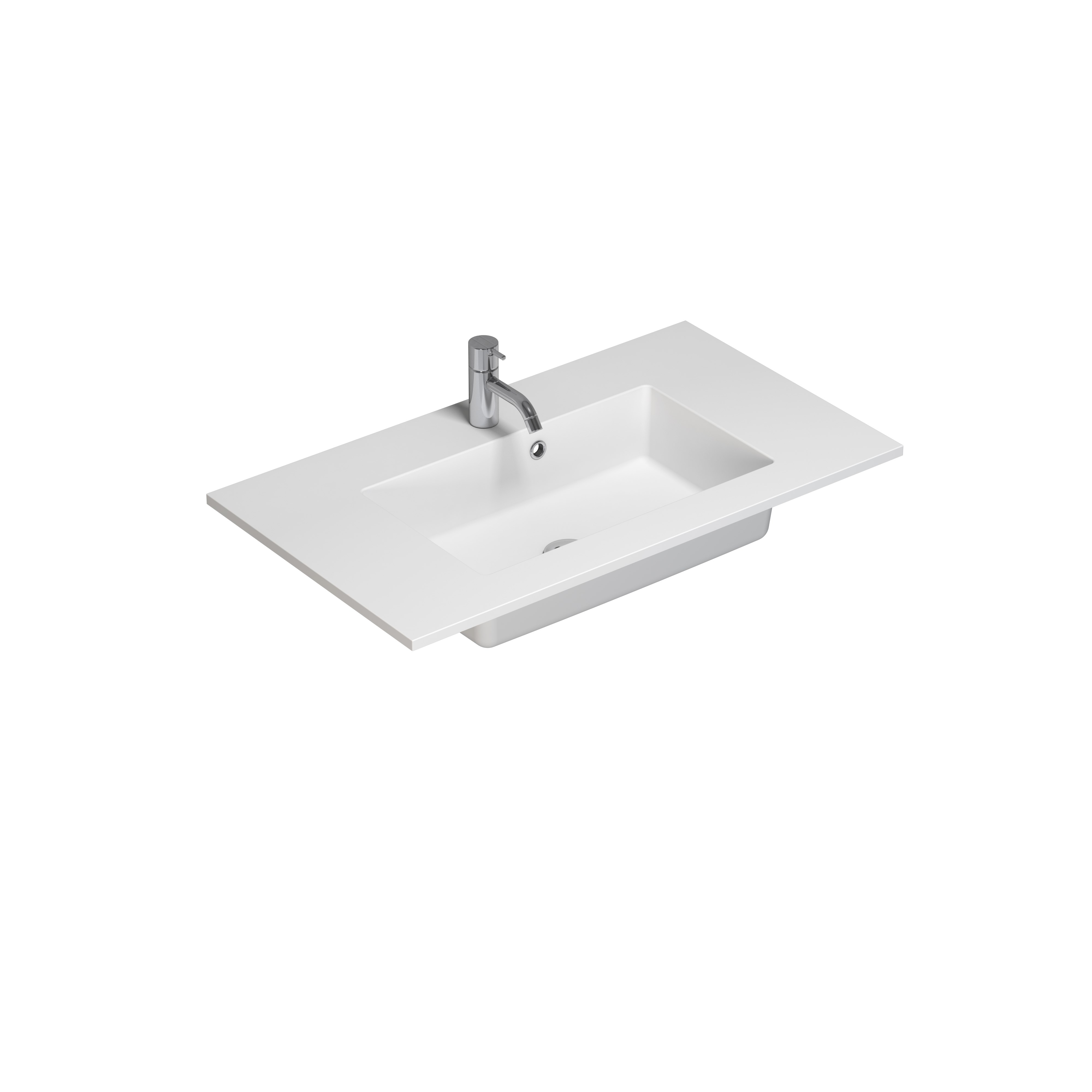 Scanbad Delta Micca håndvask 80 cm solid surface hvid