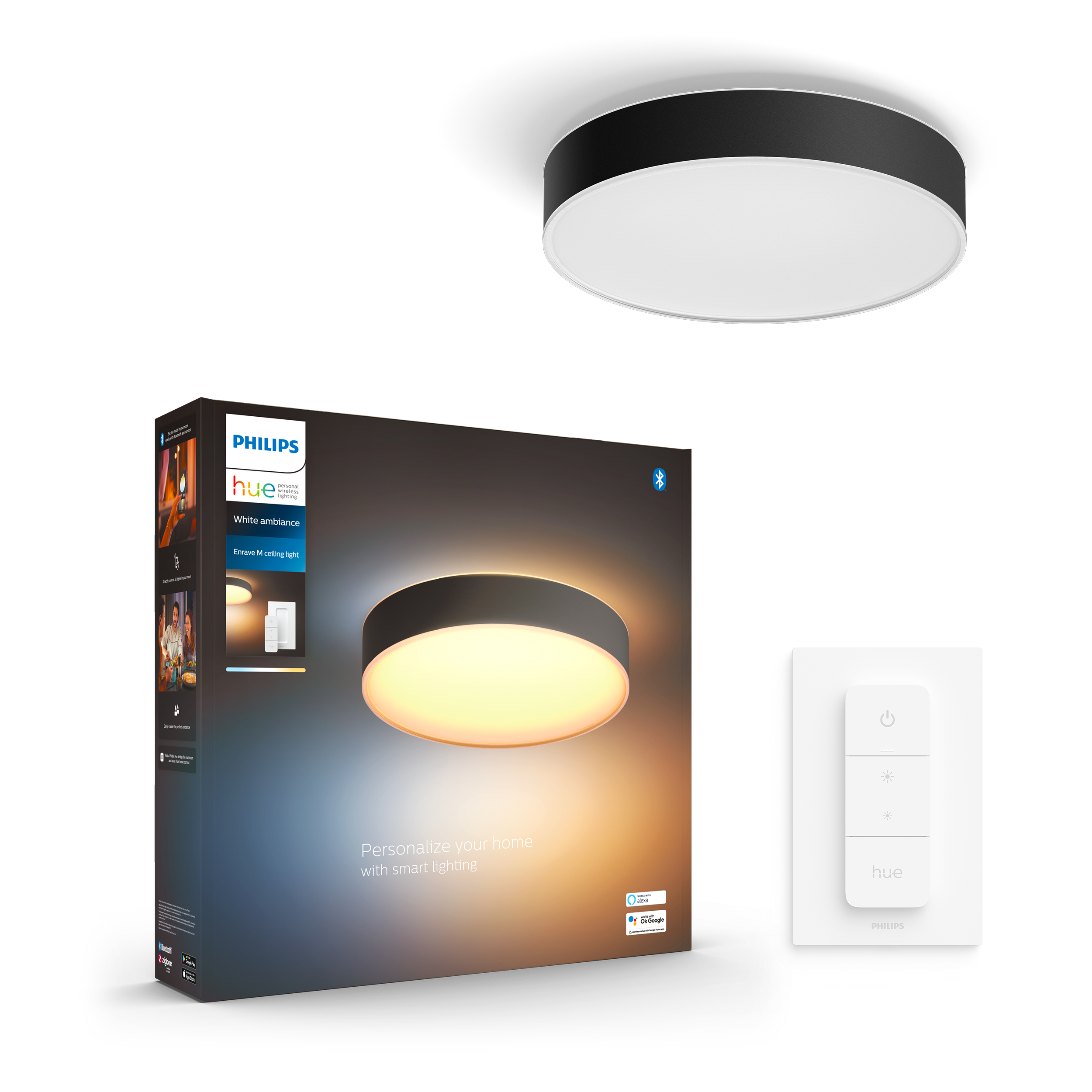 Philips Hue Enrave M WA BT Plafond i sort med fjernbetjening