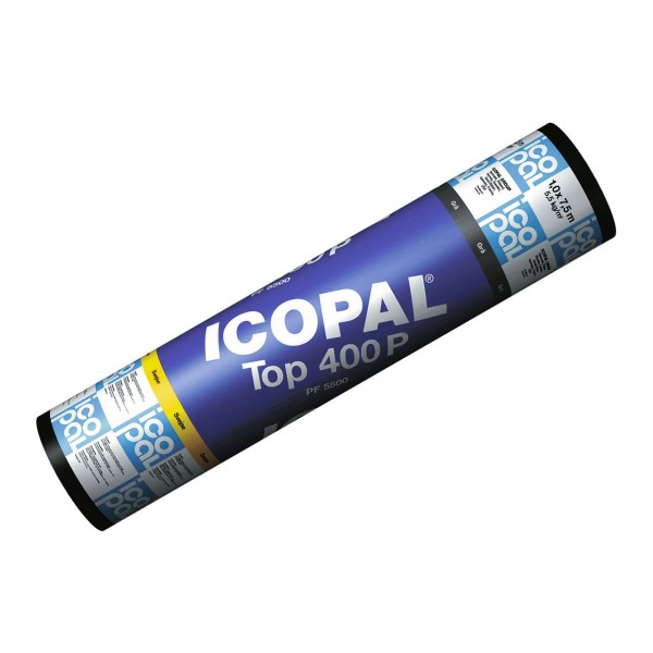 Icopal Tagpap Top 400 P Sort 0,6 x 7,5 m uden klæbekant