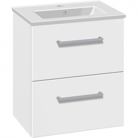 Scanbad Multo+ Badeværelsesmøbel 51 cm med Amber Mini porcelænsvask og 2 metalskuffer i hvid mat