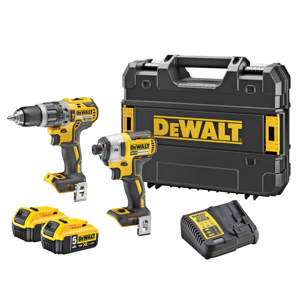 Dewalt DCK266P2T-QW 18V XR Kombokit DCD796+DCF887 med 2 stk. 5,0Ah batteri, lader og TSTAK