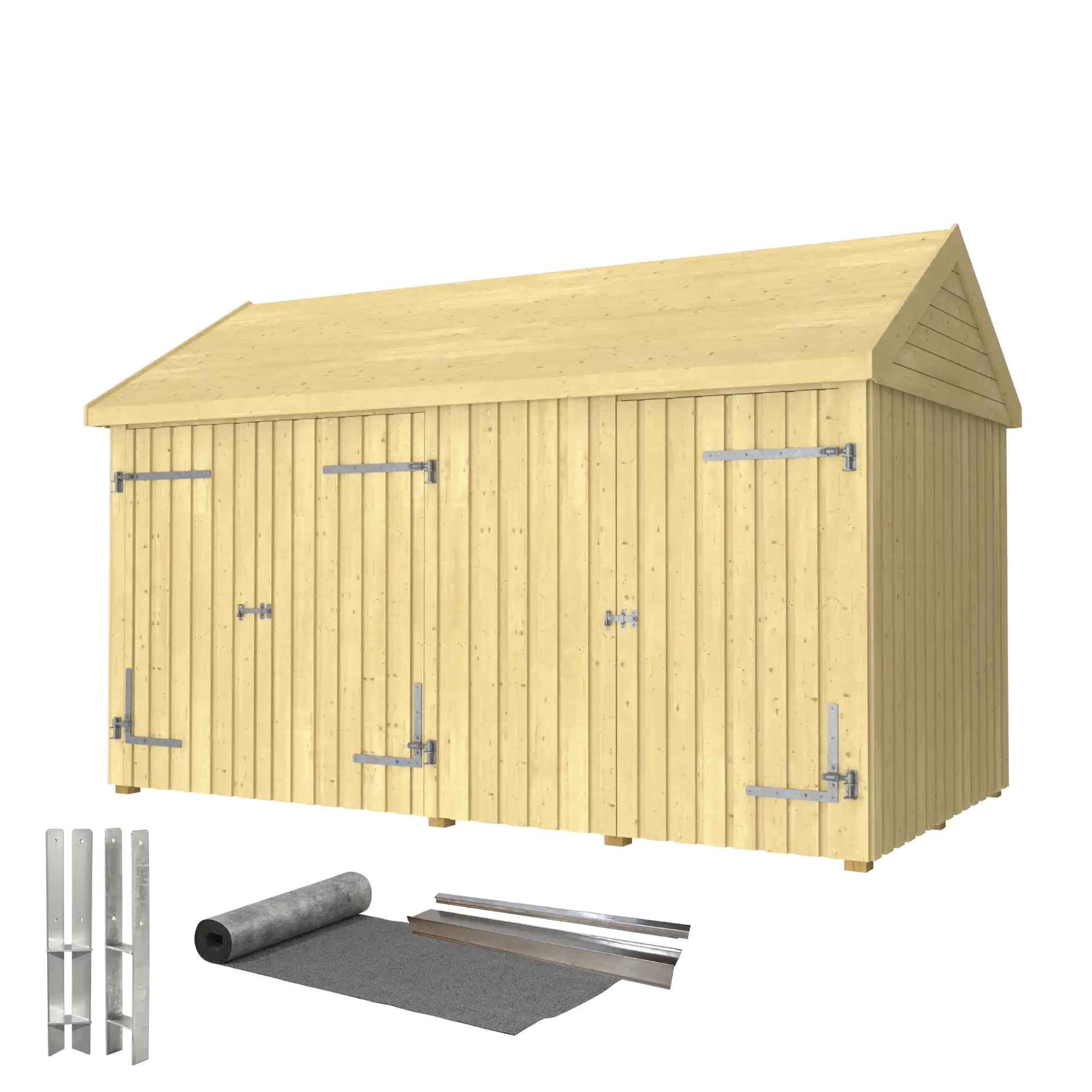 Plus Classic Multi Havehus 10 m² 2 moduler m/enkelt- og dobbeltdør inkl. tagpap/alulister/H-stolpefødder