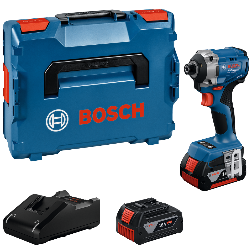 Bosch Professional GDR 18V-215 Slagskruetrækker med 2 stk. 4,0Ah batteri, hurtiglader og L-BOXX 136