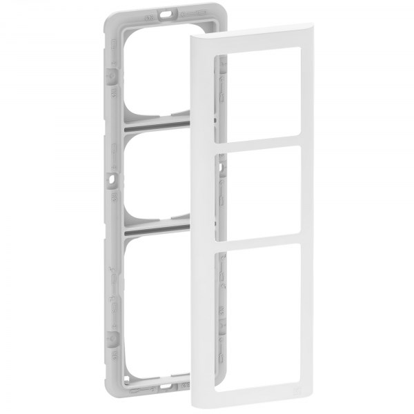 LK FUGA Soft designramme med monteringsramme 3 1/2 modul hvid