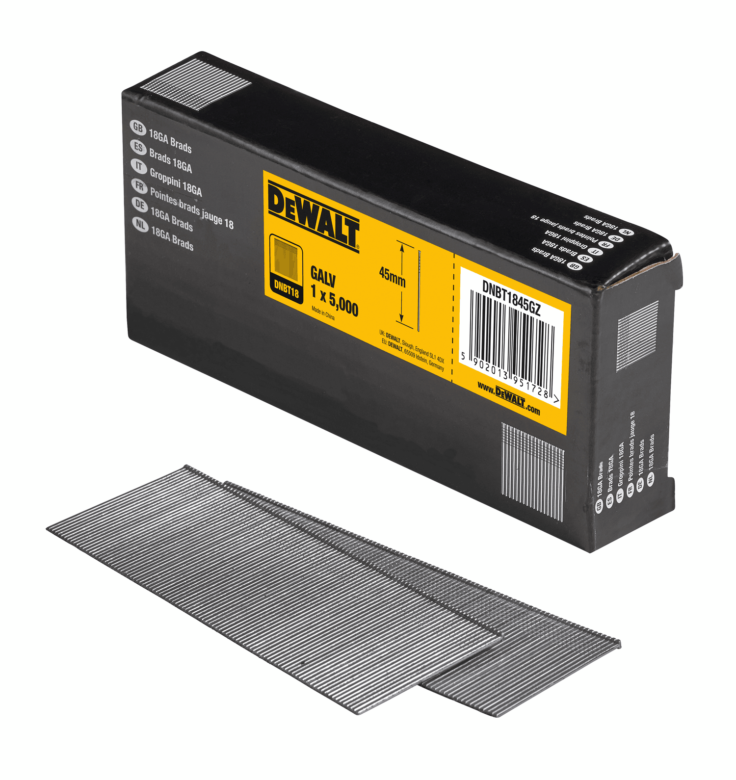 DeWALT 18GA Dykker 1,2x45mm galvaniseret - 5000 stk.