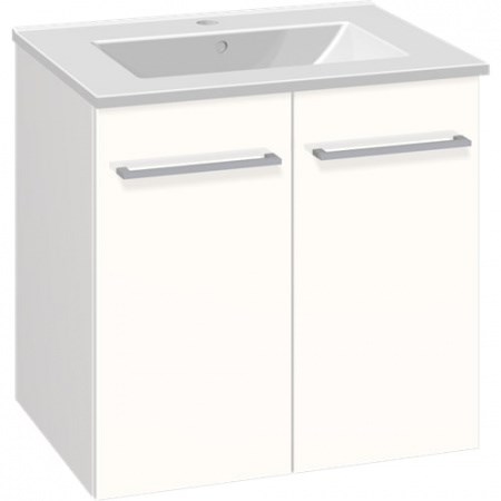 Scanbad Multo+ Badeværelsesmøbel 61 cm med Amber porcelænsvask og 2 låger i hvid højglans