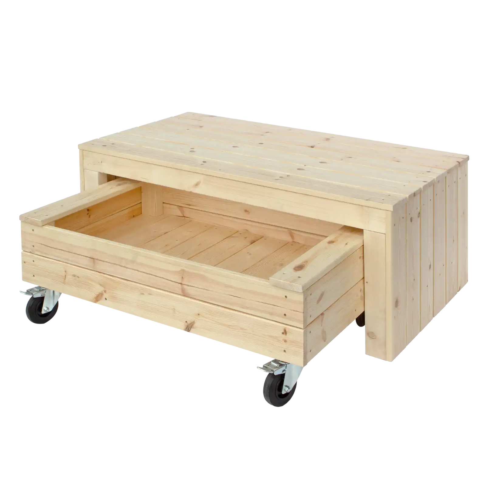 Plus Fun Sandkasse med hjul og bænk 120 cm