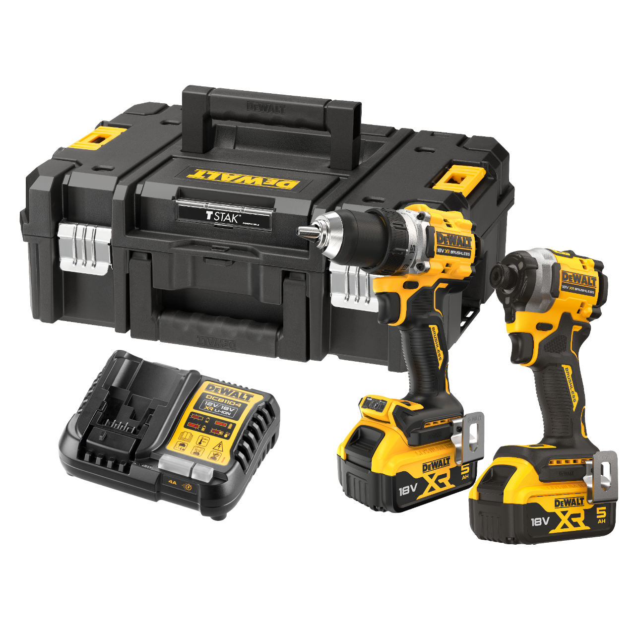 Dewalt DCK2051P2T-QW 18V XR Kombokit DCD800+DCF850 med 2 stk. 5,0Ah batteri, lader og TSTAK