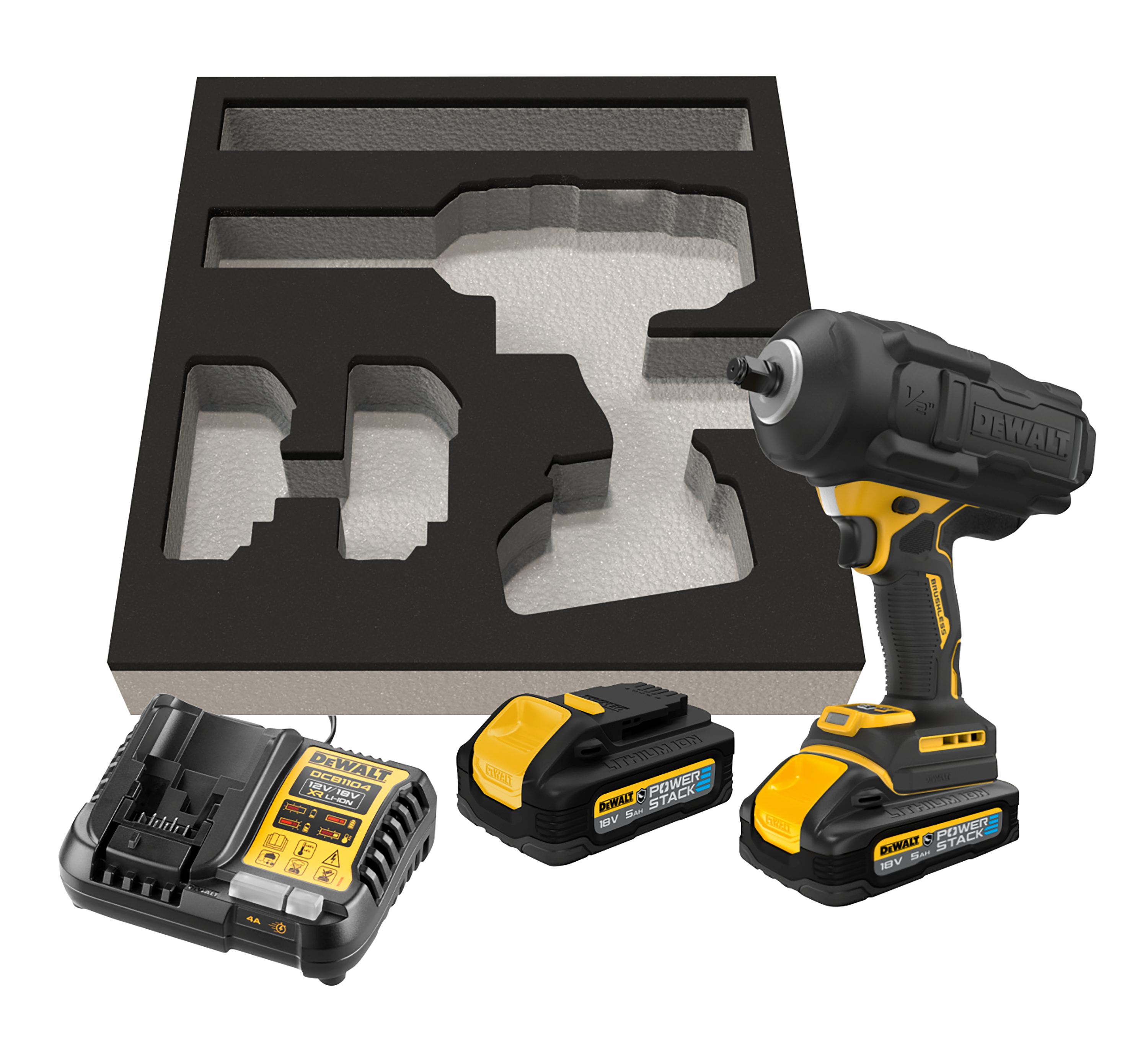 Dewalt DCF961H2G-QW 18V XR Slagnøgle med stk. 2 5,0Ah PowerStack batteri og lader