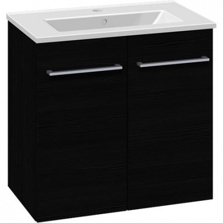 Scanbad Multo+ Badeværelsesmøbel 61 cm med Amber Mini porcelænsvask og 2 låger i sort