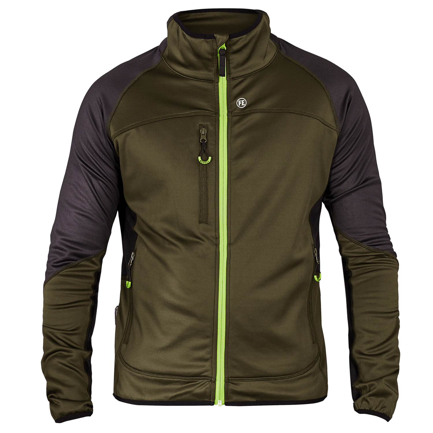FE Engel 8360 X-treme midlayer-cardigan i forest green/sort - Str. M