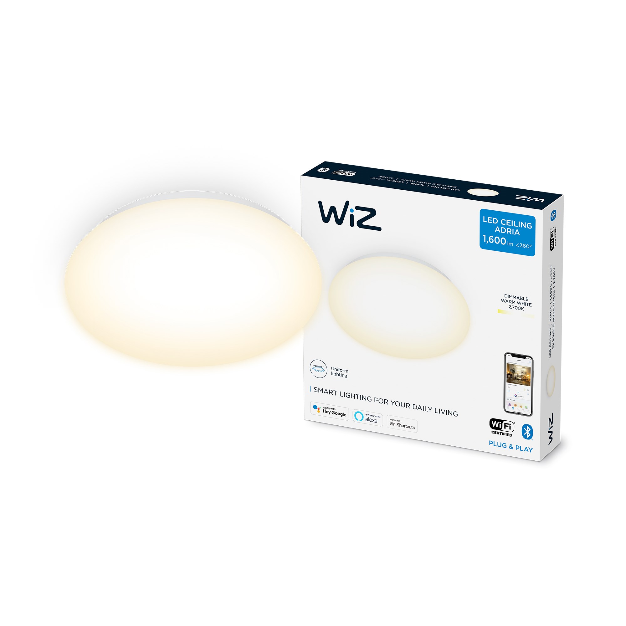 WiZ Adria White plafond 2700K