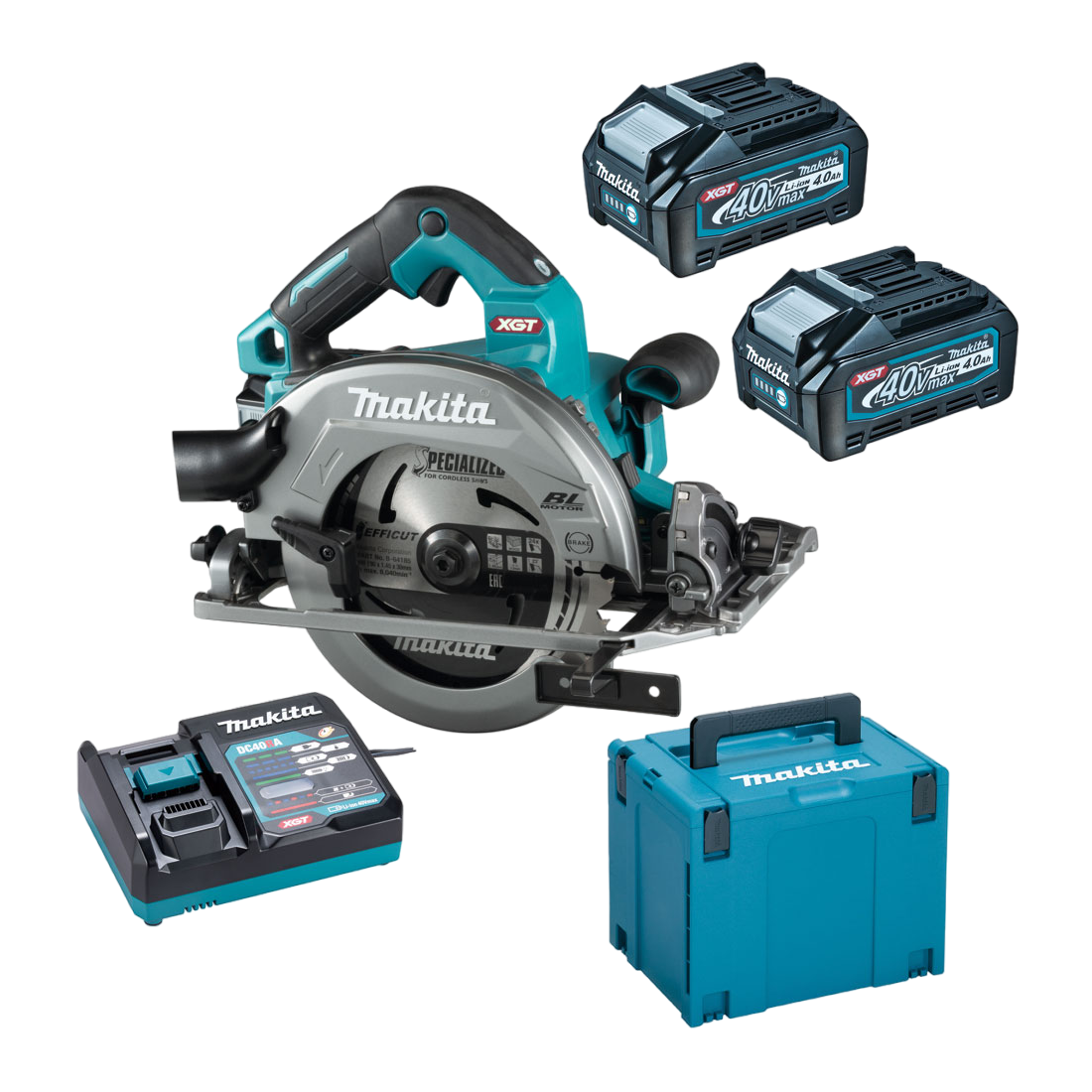 Makita HS004GM201 40V XGT Rundsav med 2 stk. 4,0Ah batteri, lader og Makpack