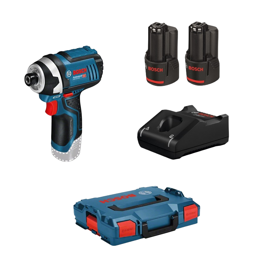 Bosch Professional GDR 12V-105 Slagnøgle med 2 stk. batteri, lader og L-BOXX