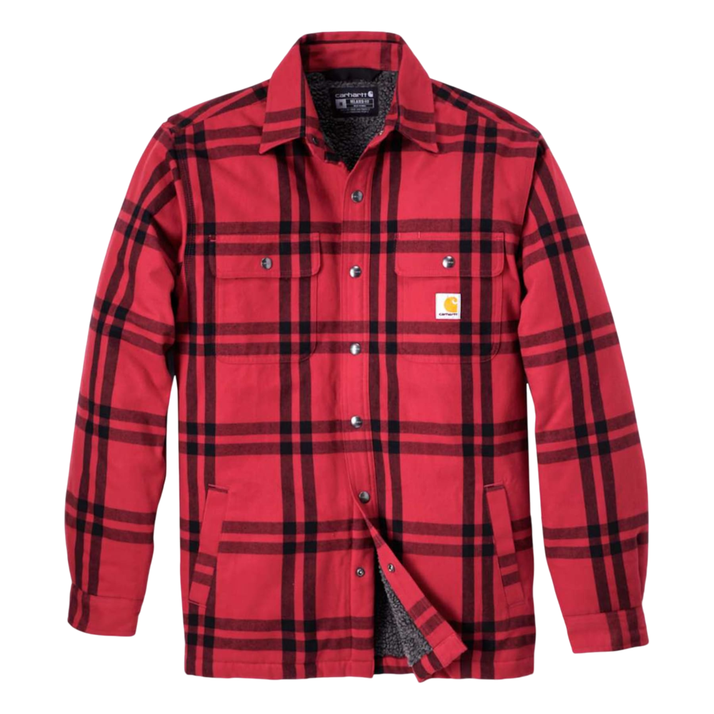 Carhartt 106354 Flannel Sherpa-lined skjortejakke i rød - Str. XXL