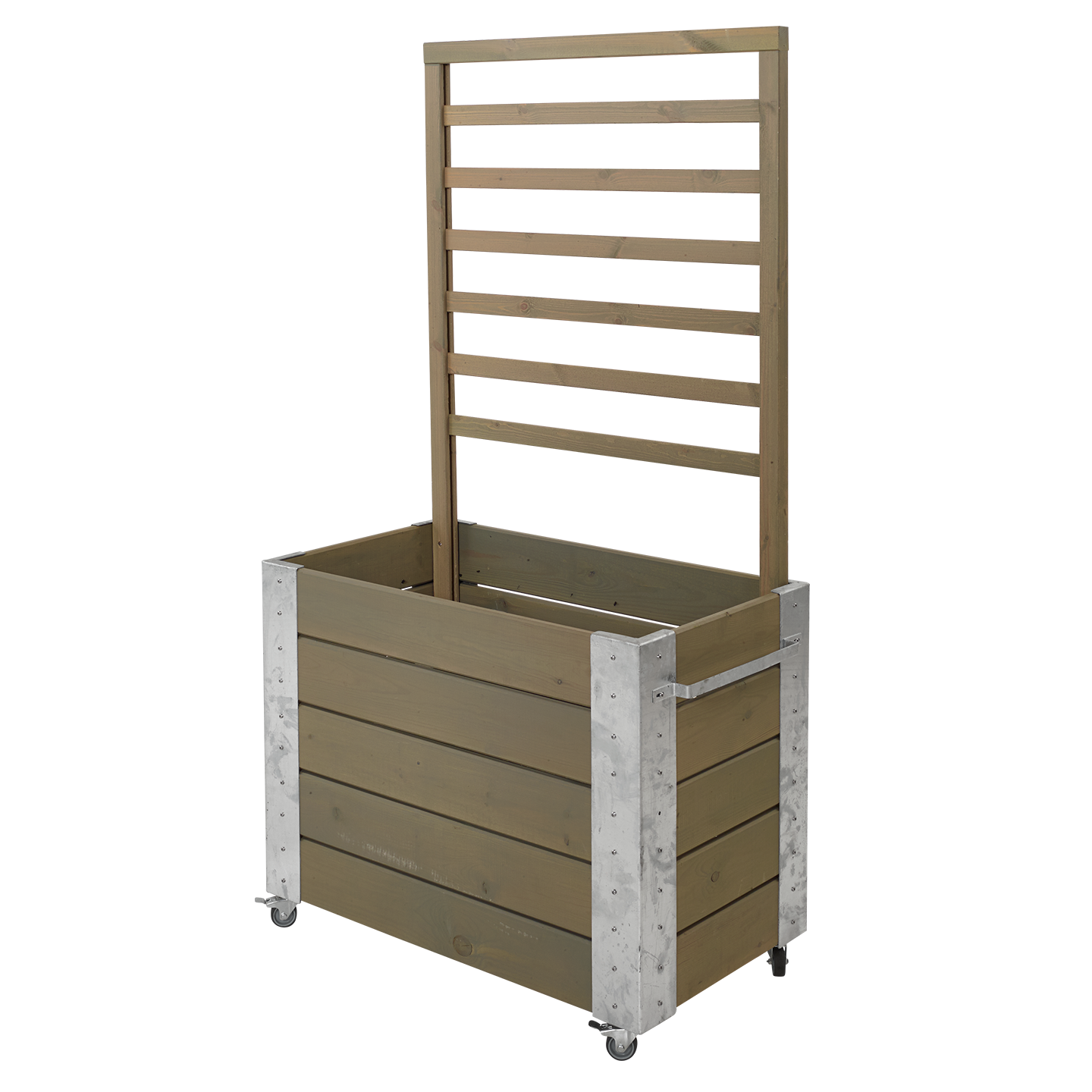 Plus Cubic Blomsterkasse med espalier og hjul 155 cm i gråbrun