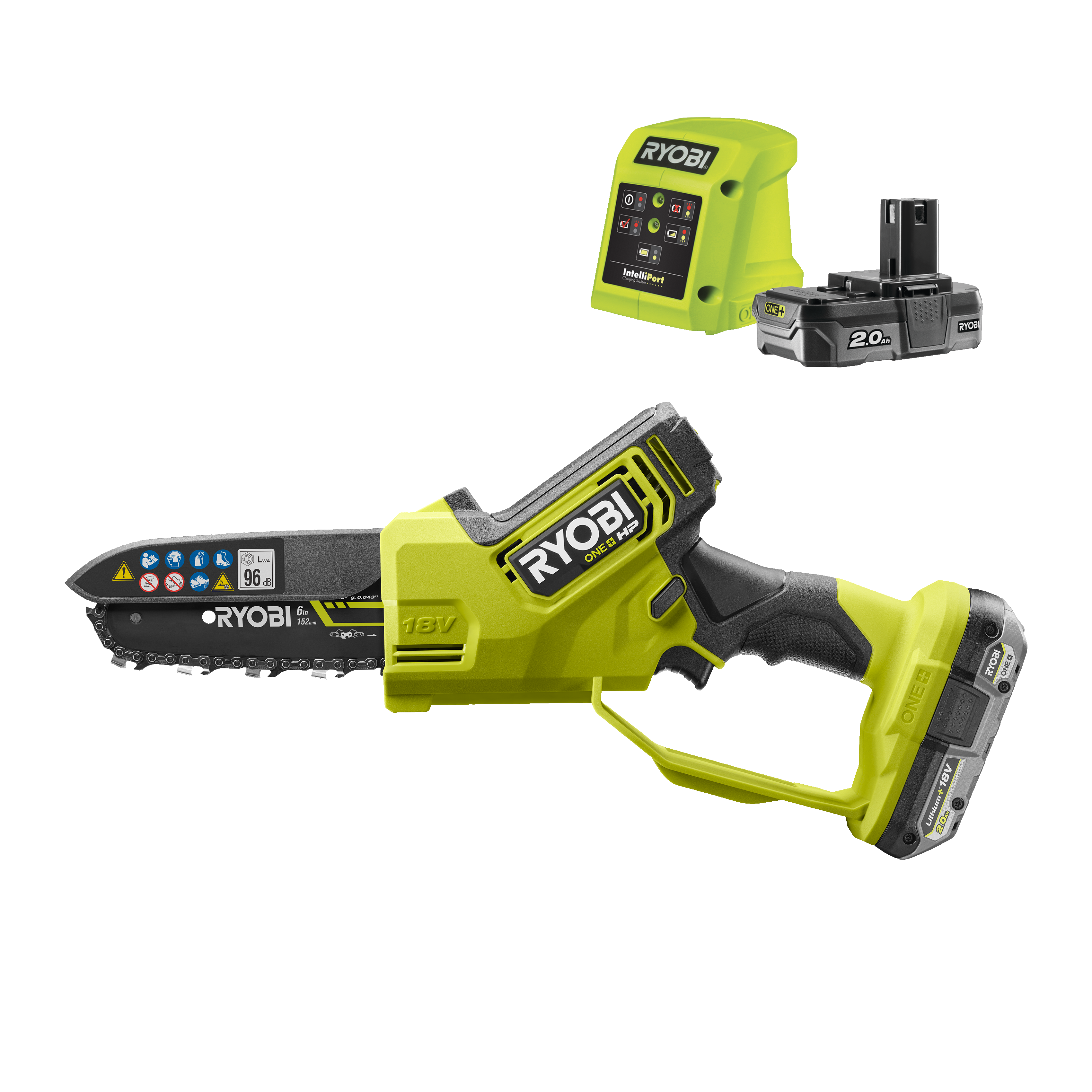 Ryobi RY18PSX15A-120 ONE+ 18V HP Grensav med 2,0Ah batteri og lader